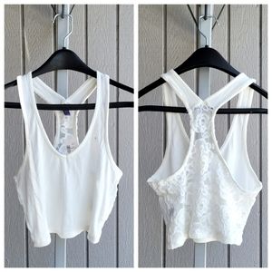 Aeropostale | Crop Halter Lace Back Top NEW Ladies Small Cream